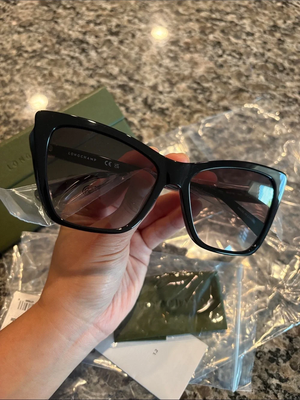 NWT Longchamp Cat Eye Women’s Black Sunglasses with Case